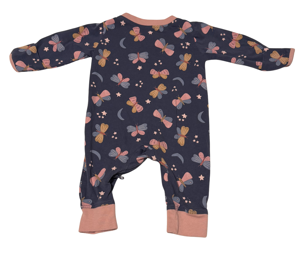 Girls 0-3 Month Zippered Pajamas