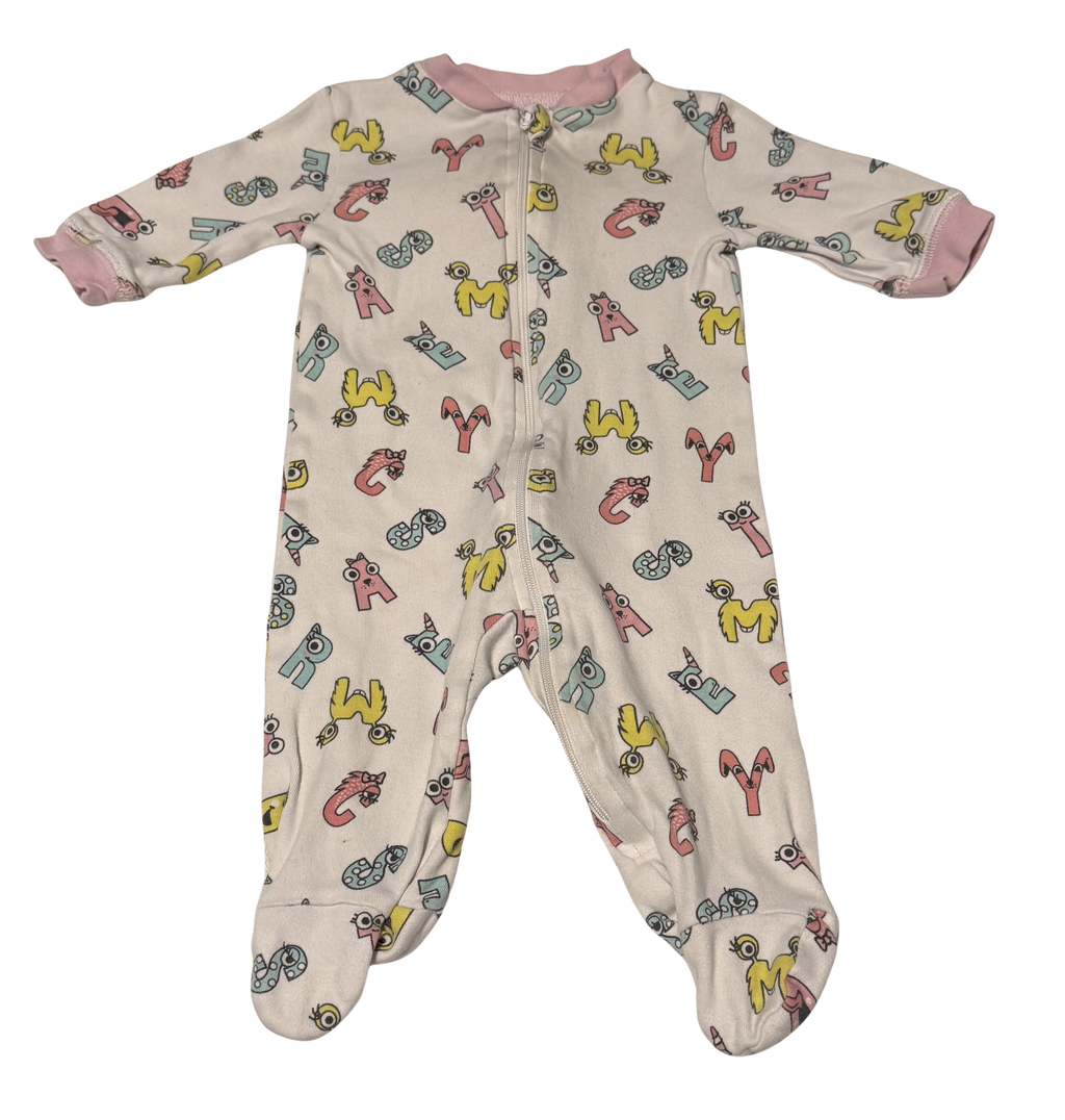 Girls 0-3 Month Footed Pajamas with Zipper