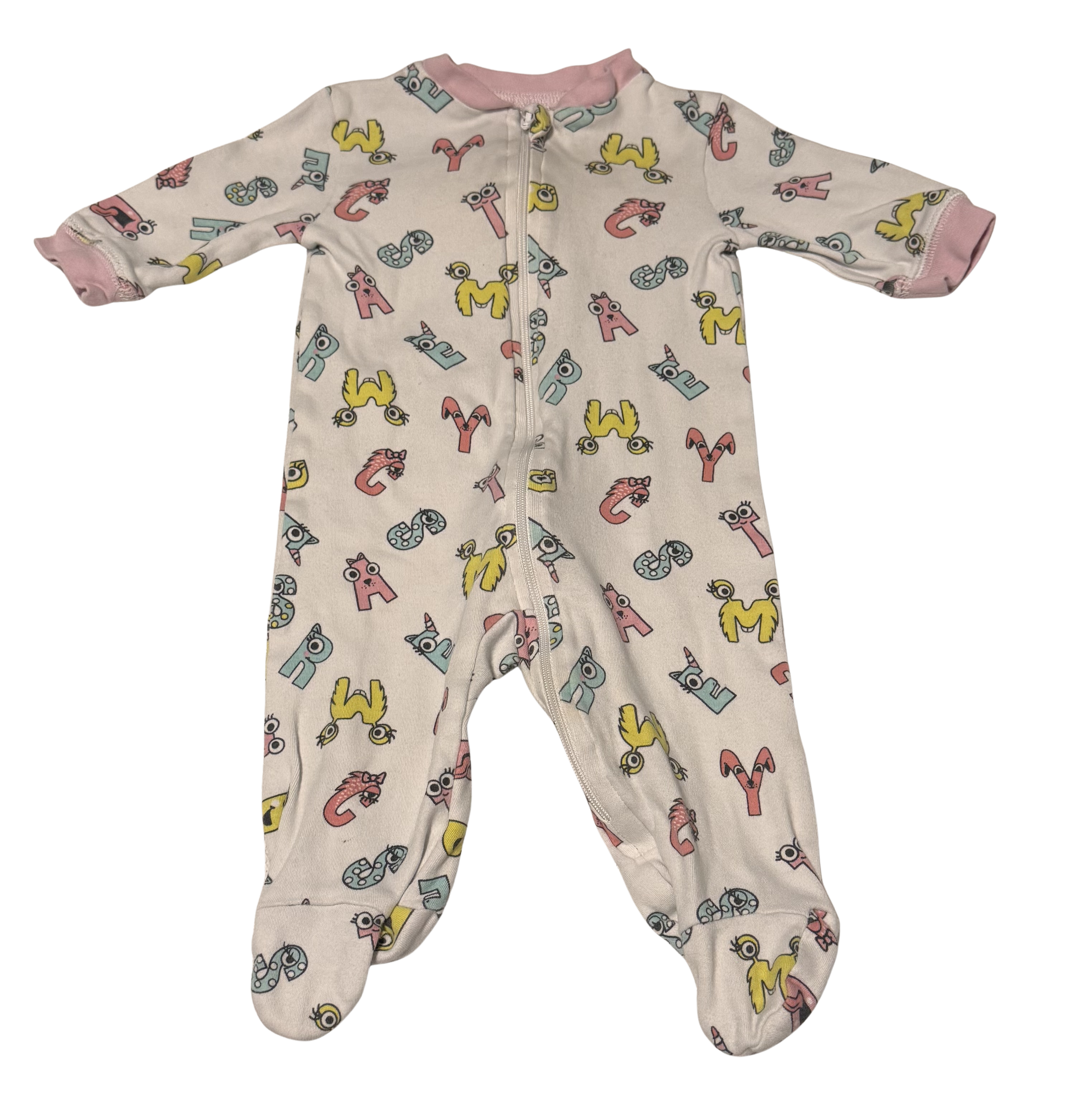Girls 0-3 Month Footed Pajamas with Zipper