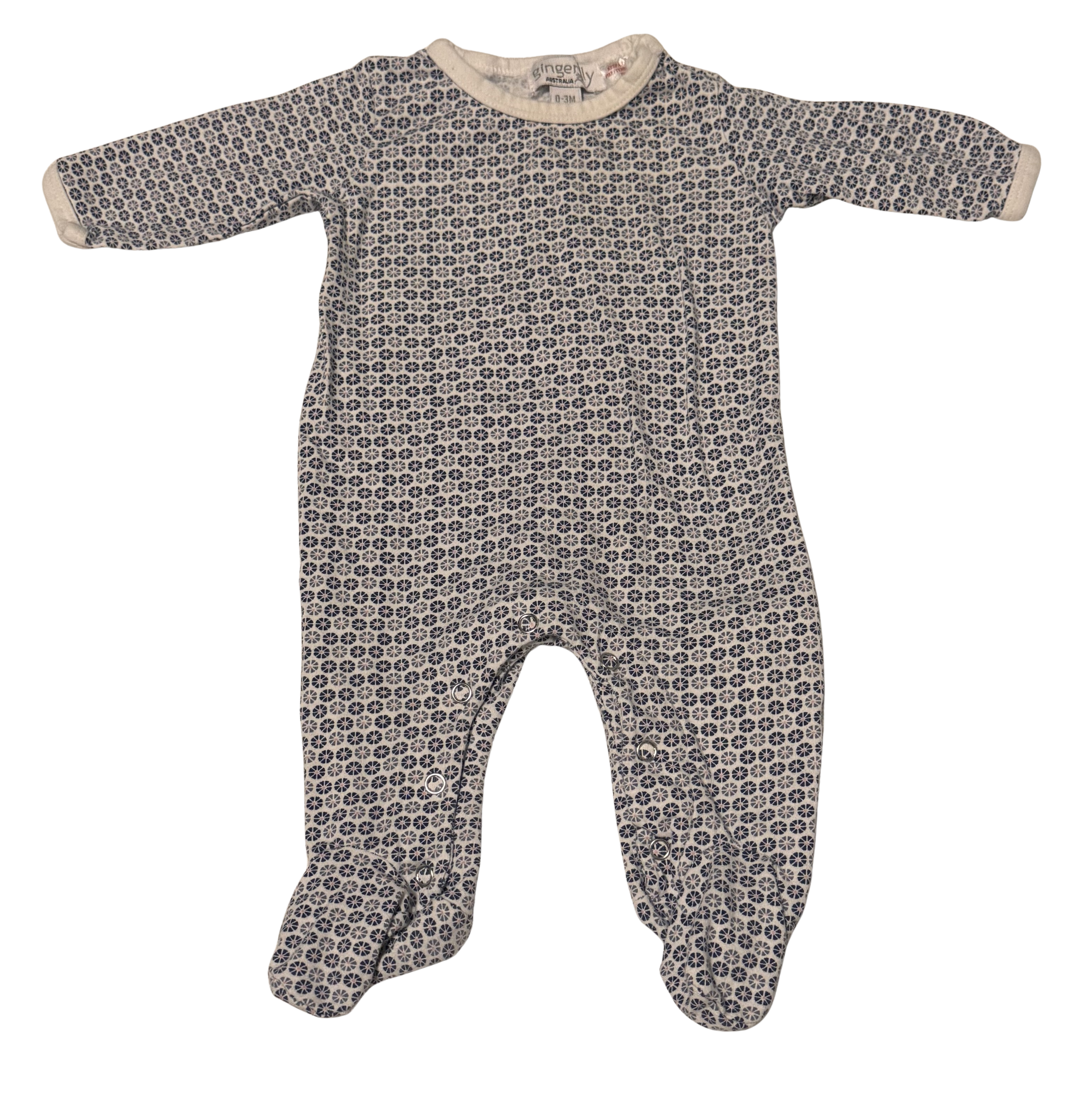 Girls 0-3 Month Footed Pajamas