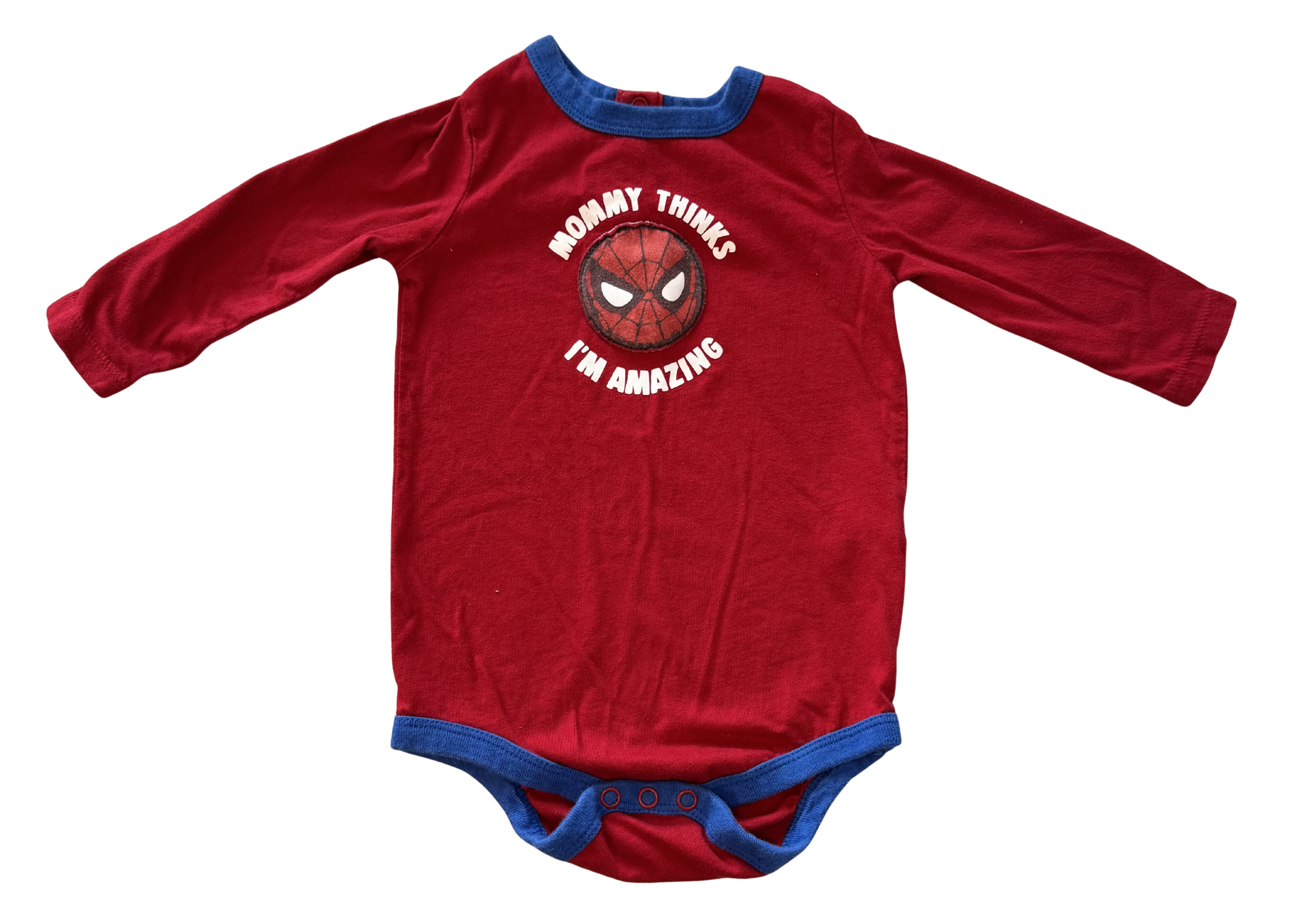 Boys 6-12 Month Long Sleeve Spiderman Onesie