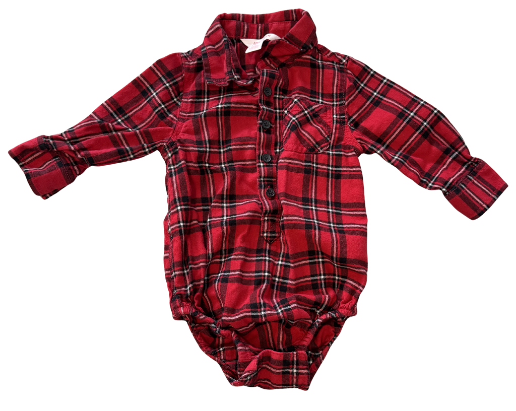 Boys 6-12 month Long Sleeve Plaid Onesie
