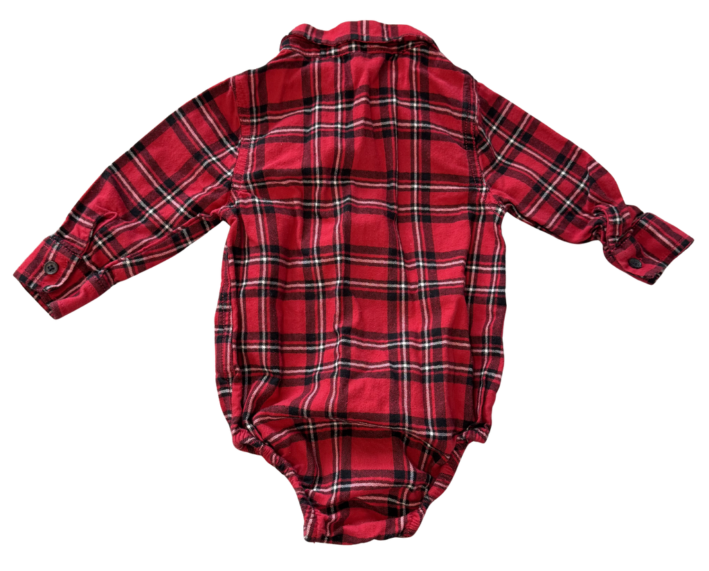 Boys 6-12 month Long Sleeve Plaid Onesie