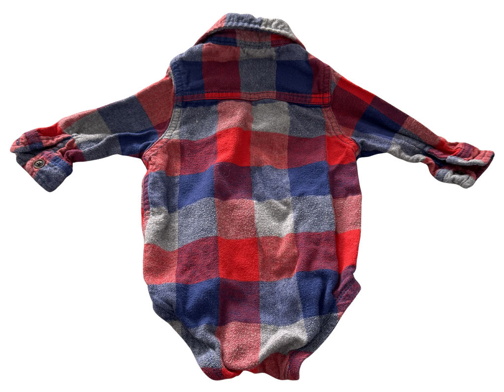 Boys 9 Month Long Sleeve Plaid Onesie